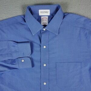 Brooks Brothers Shirt Mens 16 Blue Dress Button Up Long Sleeve *